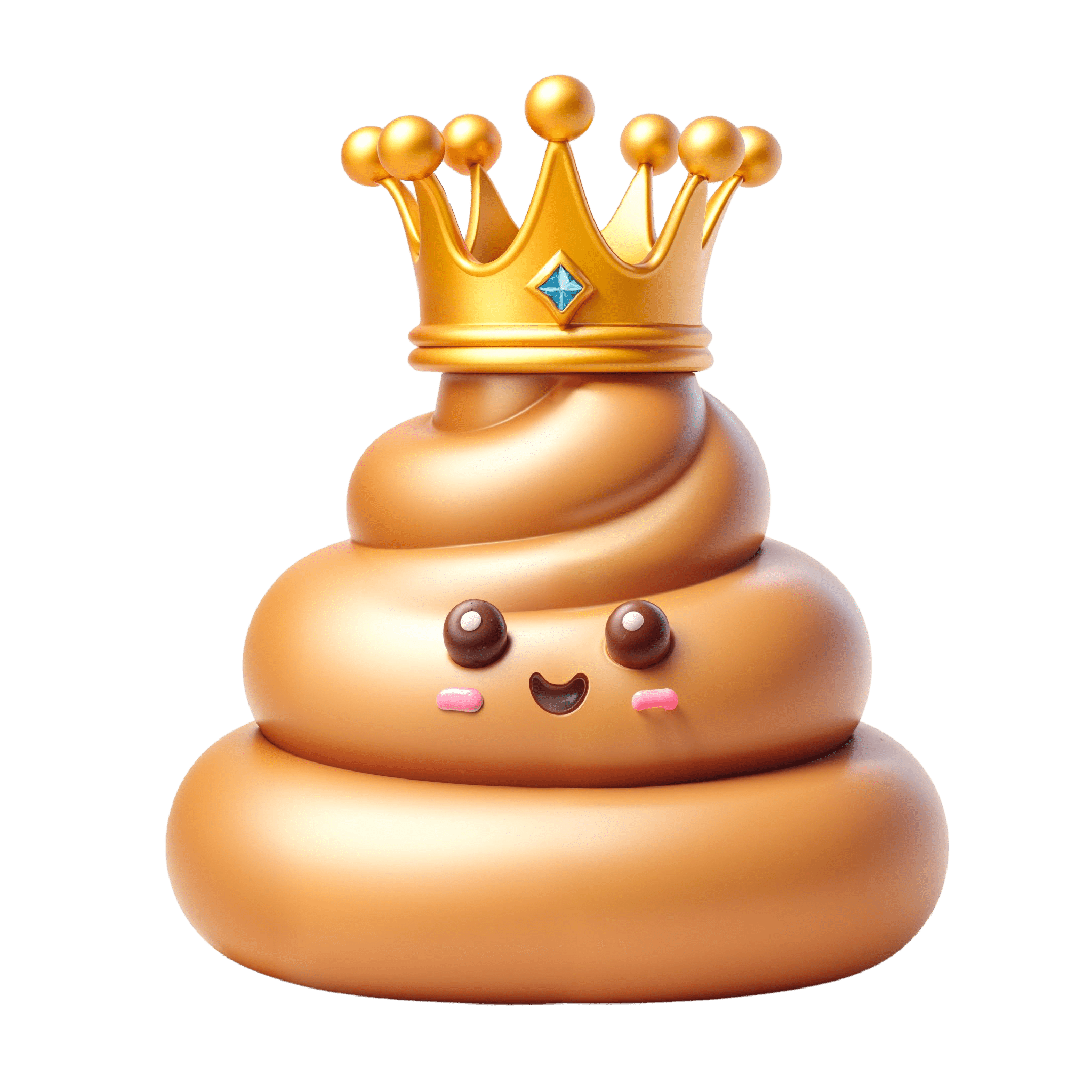 An amazing poop with a crown on the head in cartoon style 3d