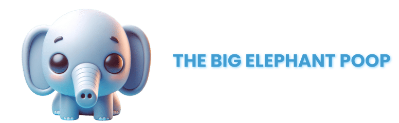 the elephant in 3d with a text writted the big elephant poop